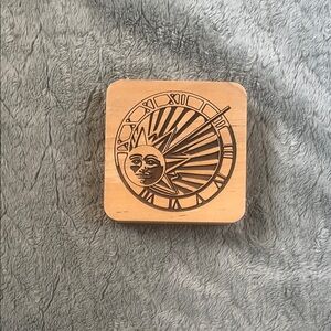 Stanley Natural Wood Sun Wall Clock Plaque